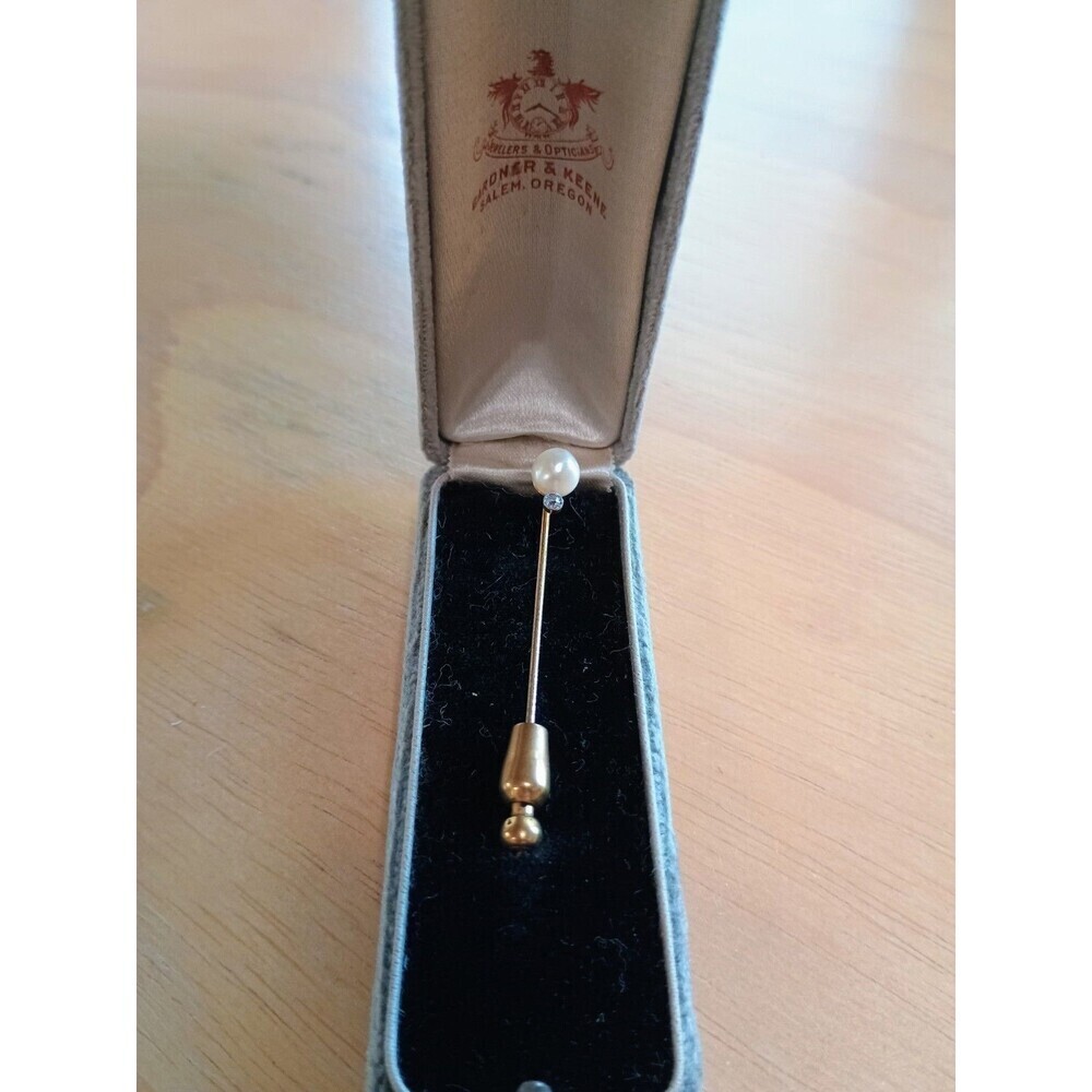 10k Solid Gold Real Pearl Vintage Pin From Oregon